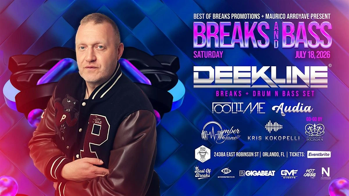 Cartel de Best of Breaks presents Deekline @ Iron Cow (Orlando) · Orlando · 18 jul 2026