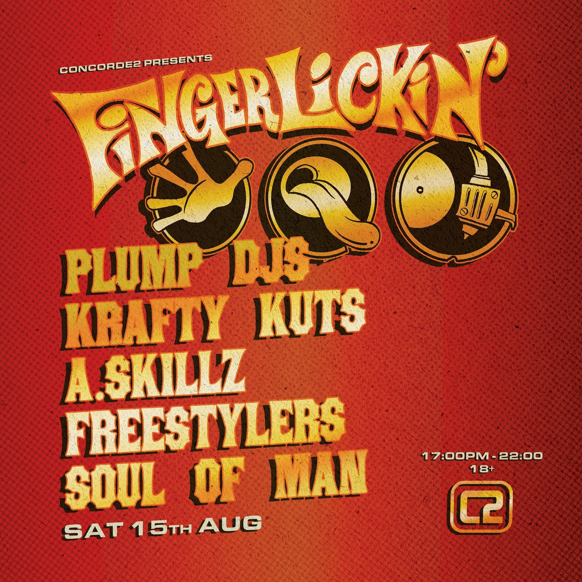 Cartel de Finger Lickin' Summer Takeover (Concorde 2, Brighton) · Brighton · 15 ago 2026