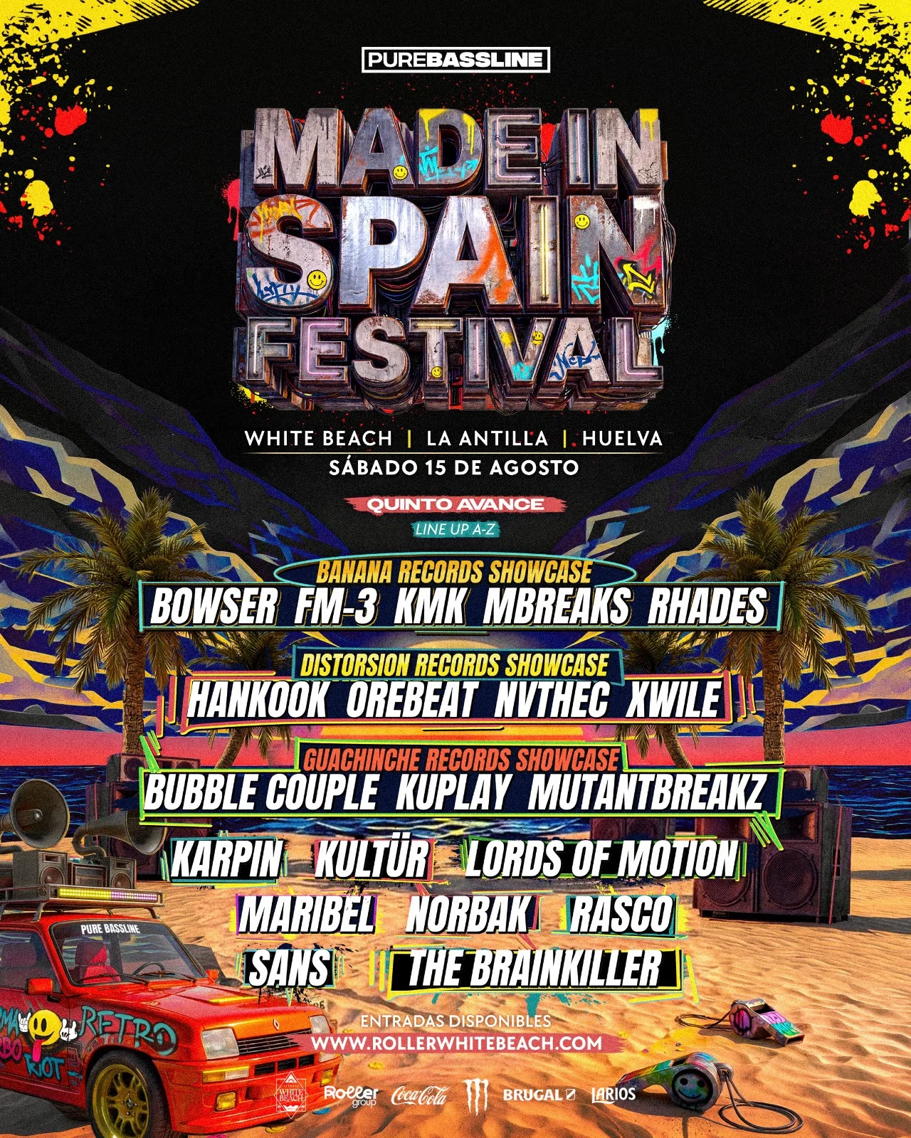 Made in Spain Festival (Pure Bassline) — White Beach La Antilla poster · Lepe · 15 Aug 2026