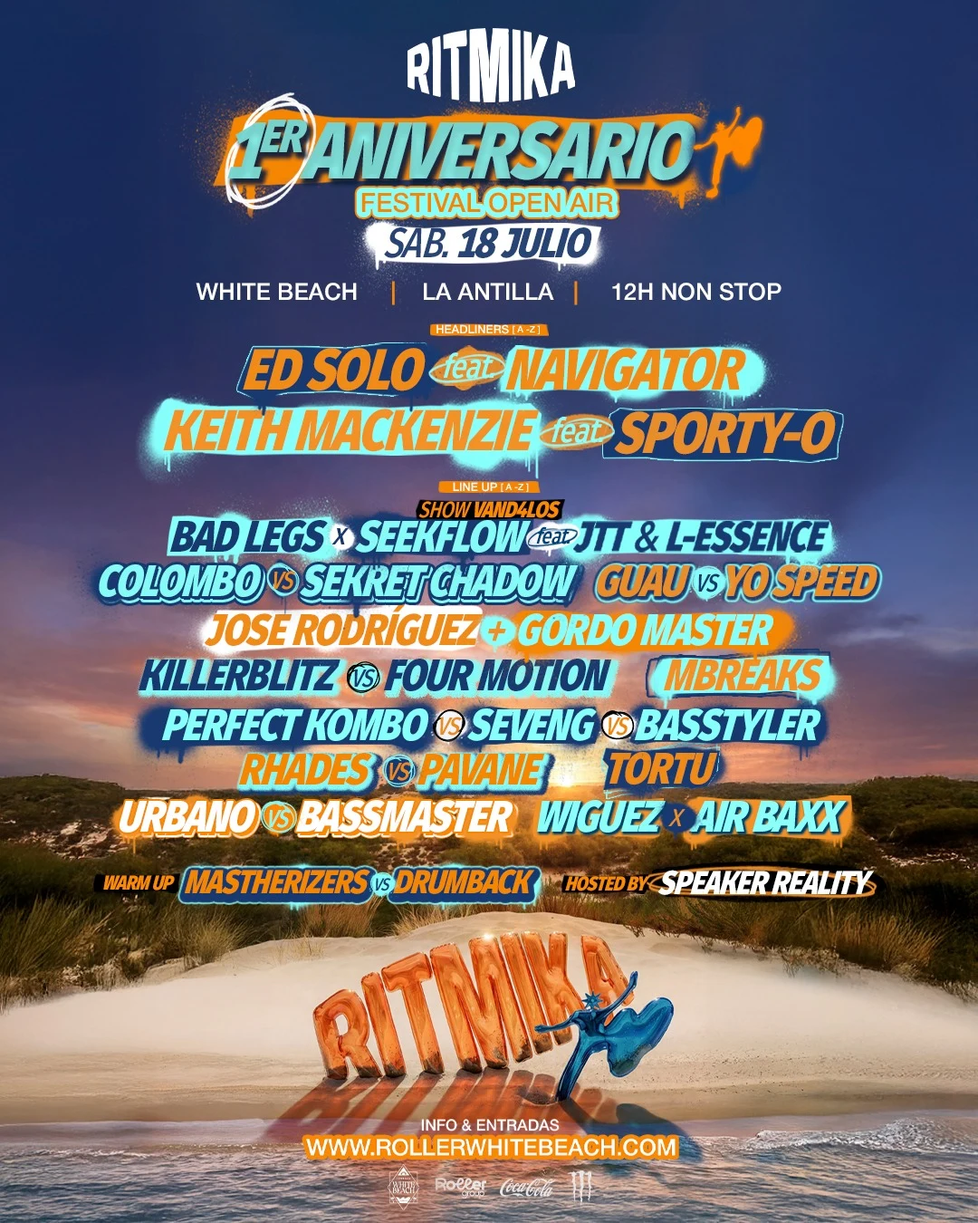 Ritmika 1er Aniversario — Festival Open Air (White Beach La Antilla) poster · Lepe · 18 Jul 2026